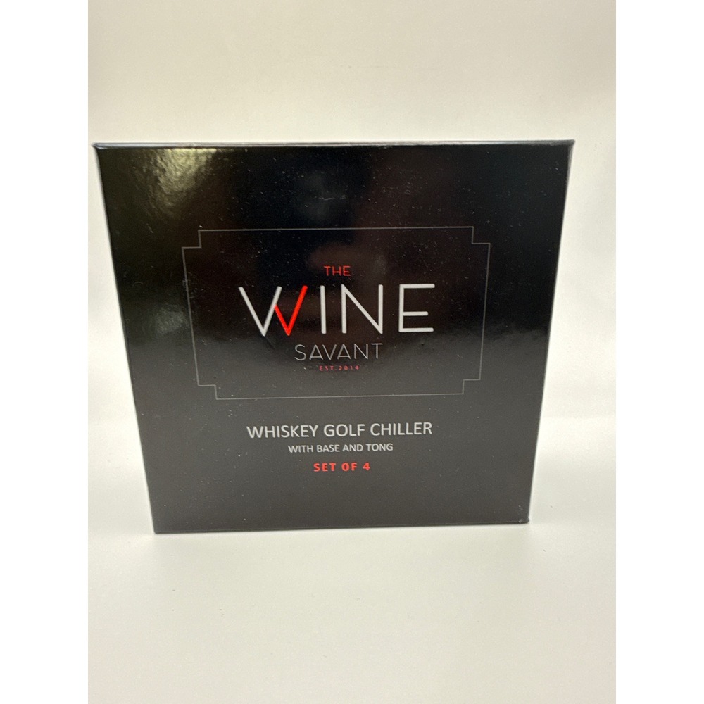 The Wine Savant Whiskey Golf Chiller Stainless Steel Stones Set of‎ 4 with Tongs
